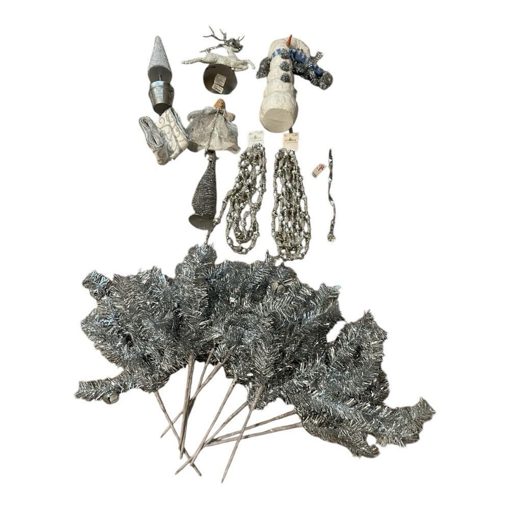 Silver Christmas Decoration Bundle lot - Picture 1 of 13